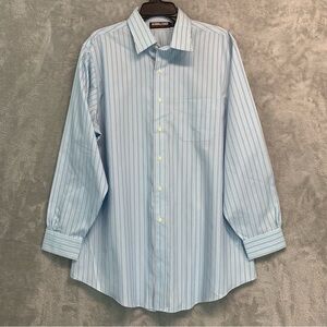 Kirkland Signature Men's Light Blue Pinstripe Dress Shirt Size 17-34